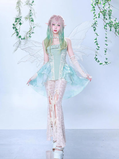 Virtual Orbit Dreamy Fairy Glow Maxi Camisole V-neck T-shirt Long Sleeve