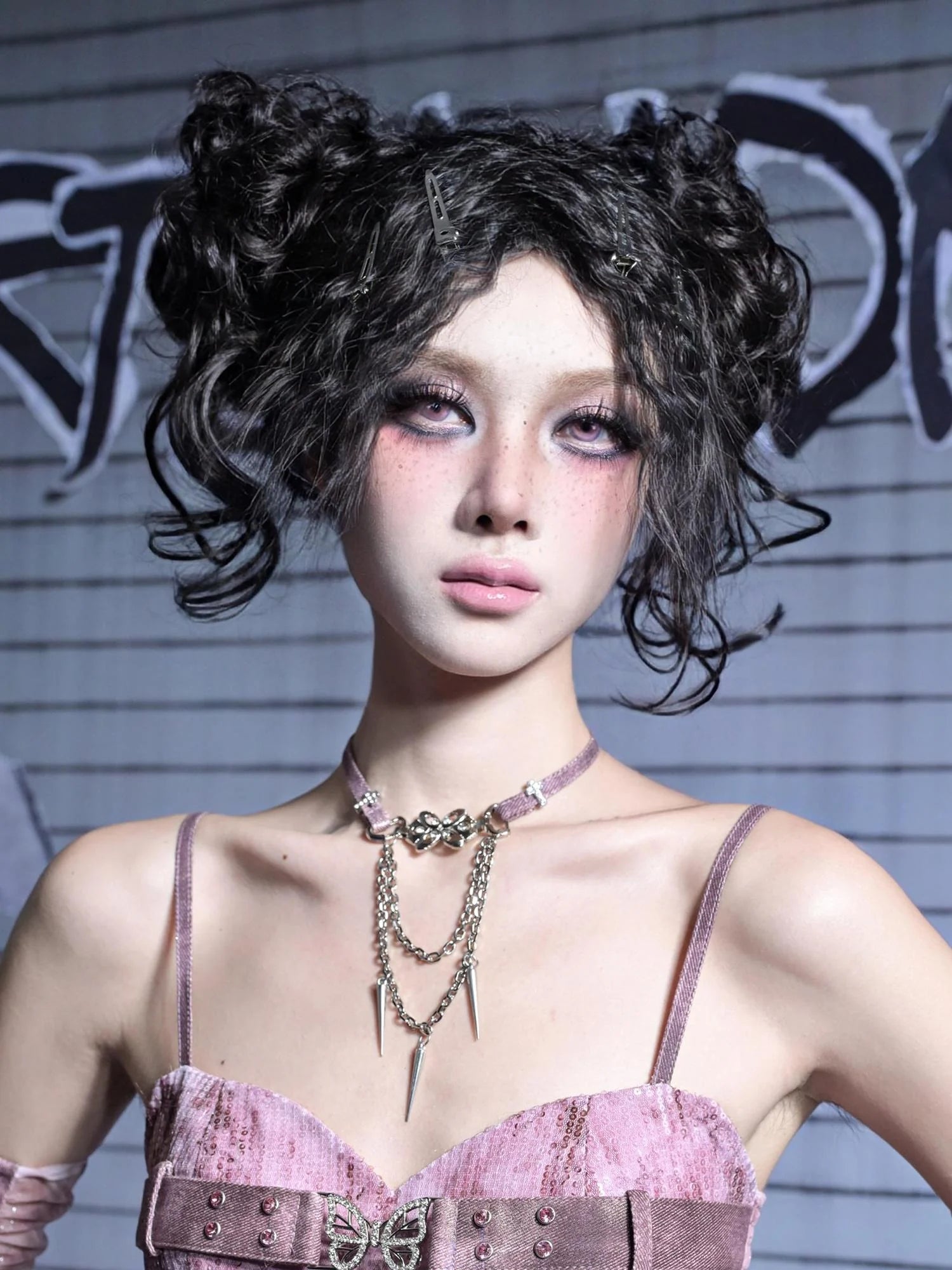 Virtual Orbit Eroded Heart Butterfly Choker Necklace