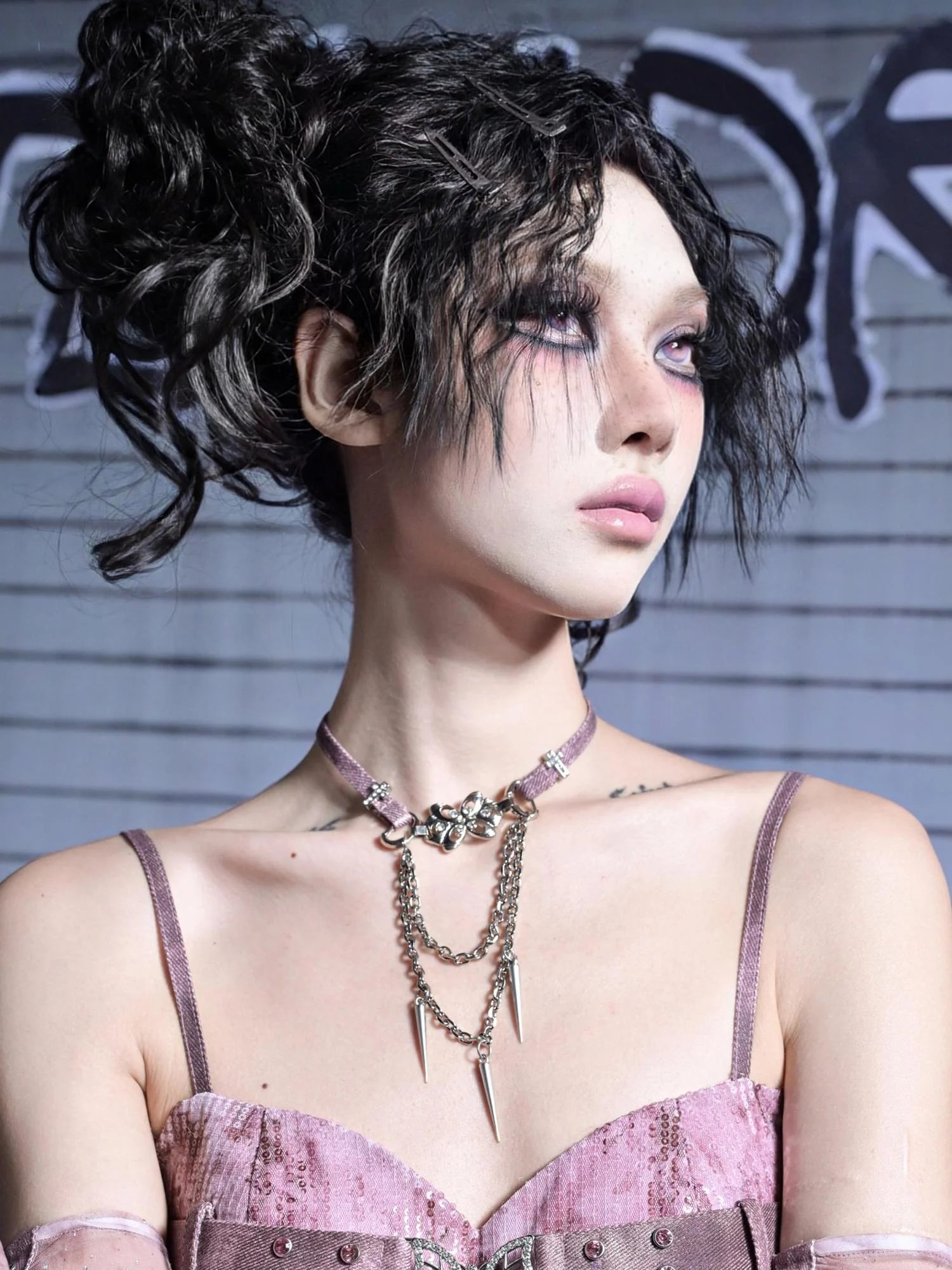 Eroded Heart Butterfly Choker Necklace