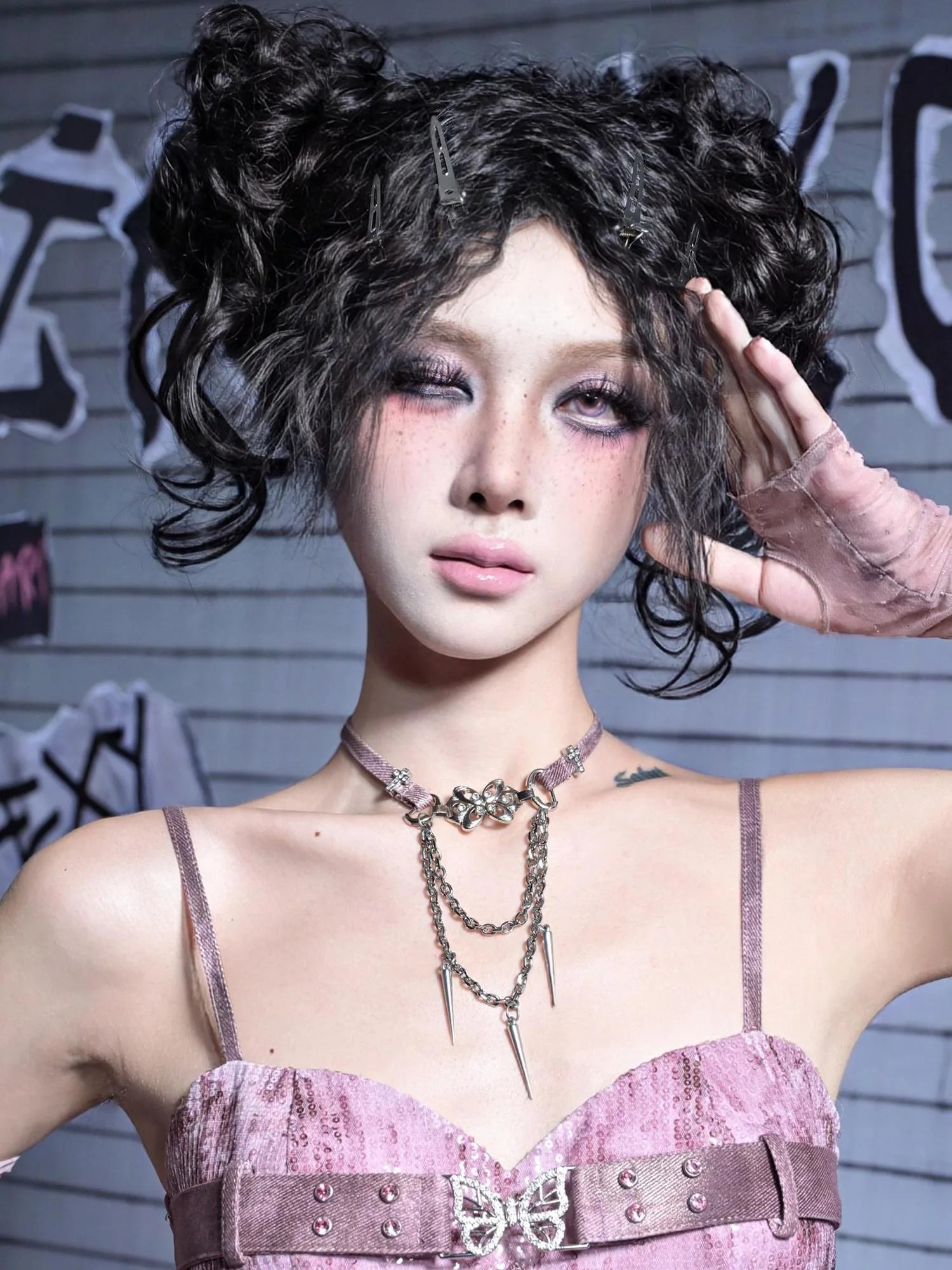 Eroded Heart Butterfly Choker Necklace