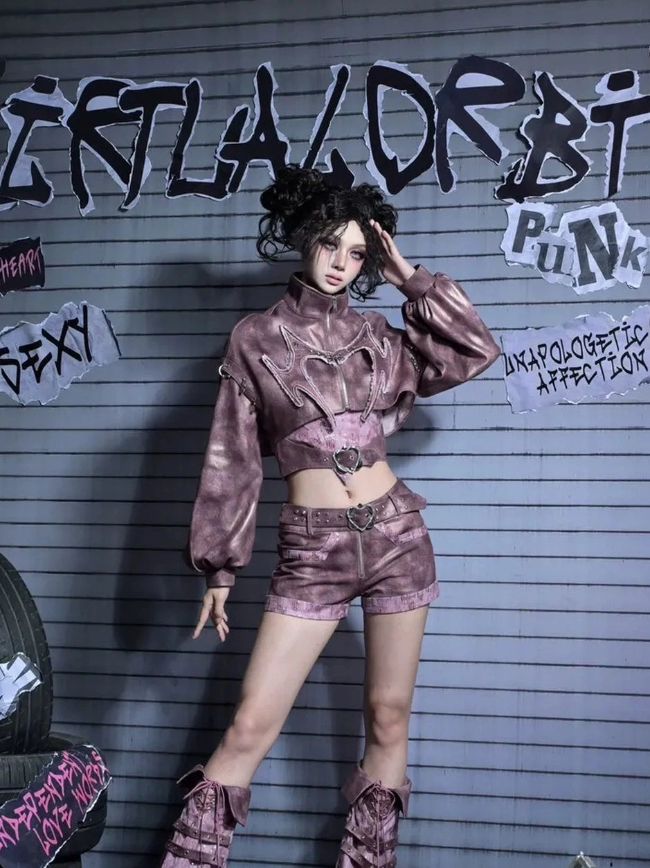 Eroded Heart Butterfly Legging Shorts