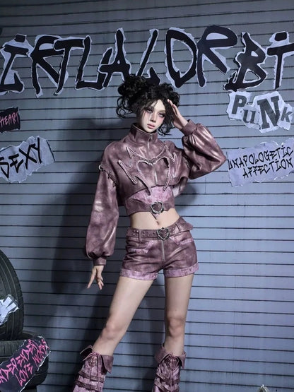 Eroded Heart Butterfly Legging Shorts