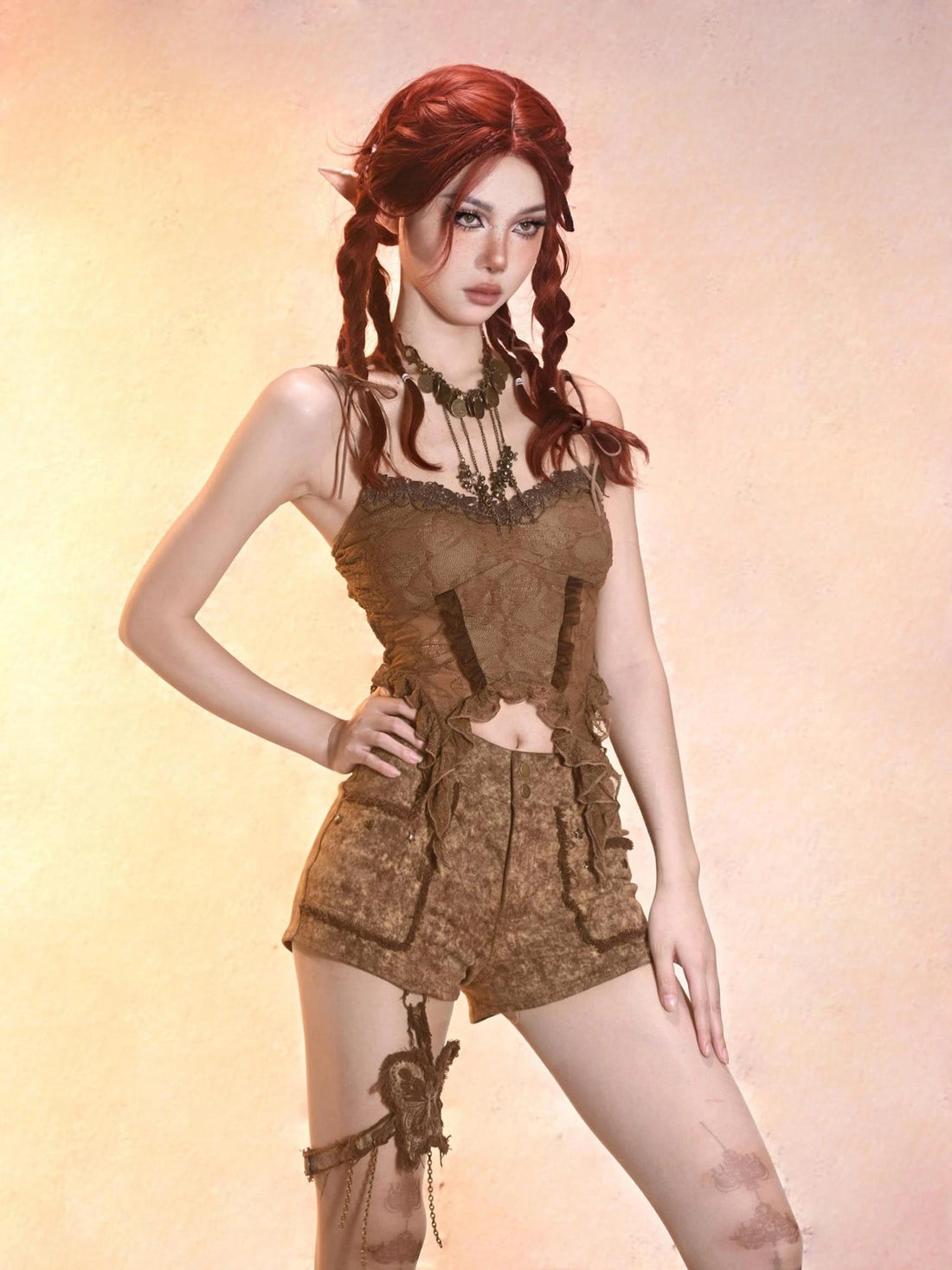 Virtual Orbit Eroded Lace Butterfly Bustier Top