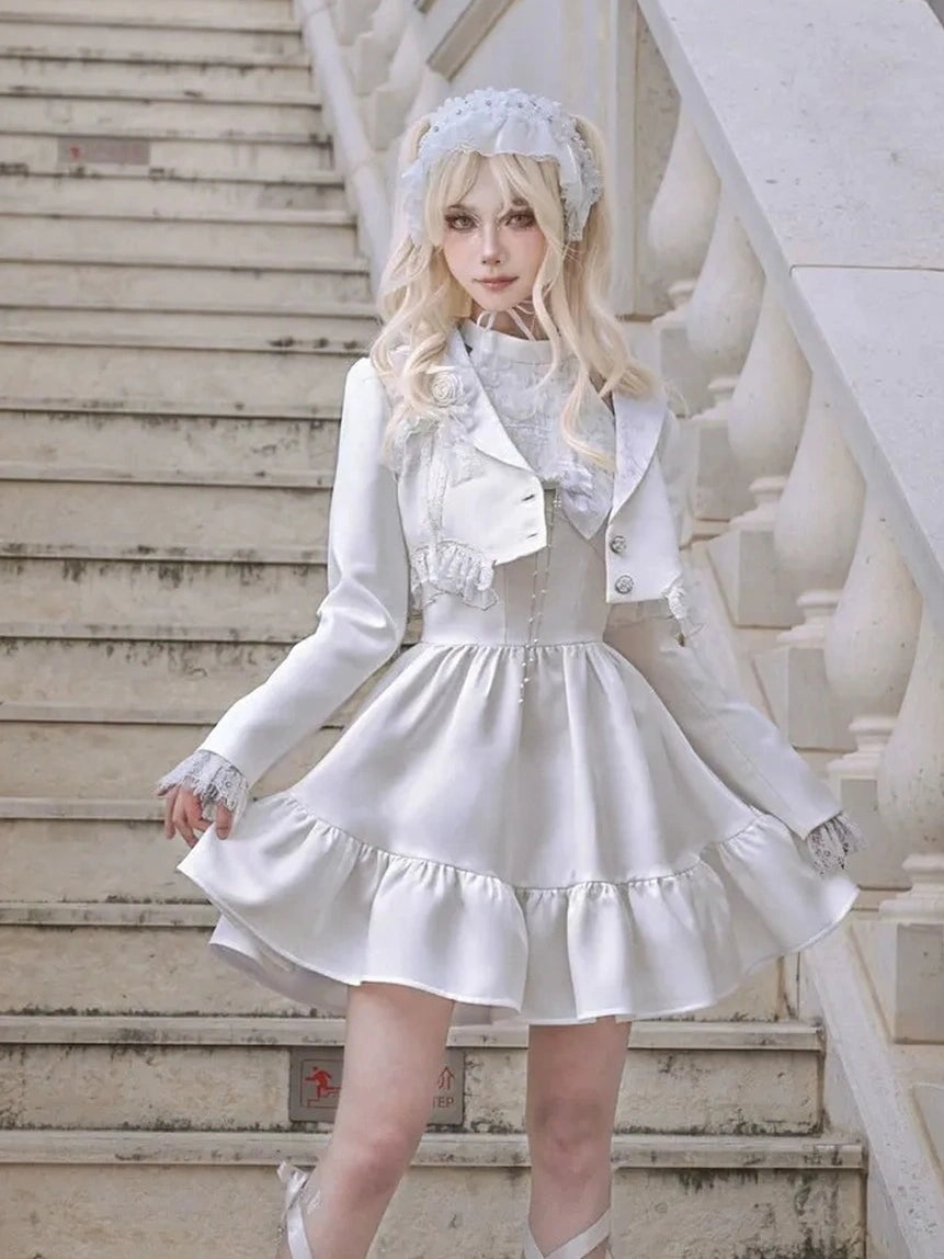 Virtual Orbit Floral Lace Halter Neck Flared Dress