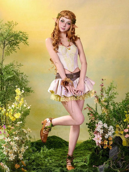 Virtual Orbit Floral Lace Up Boned Corset Slim Fit Women&
