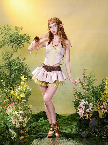 Virtual Orbit Floral Lace Up Boned Corset Slim Fit Women&