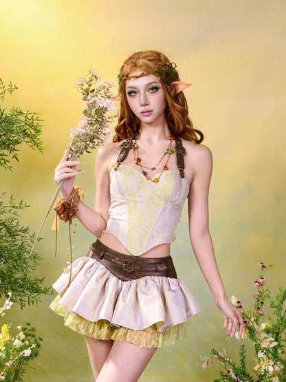 Virtual Orbit Floral Lace Up Boned Corset Slim Fit Women&