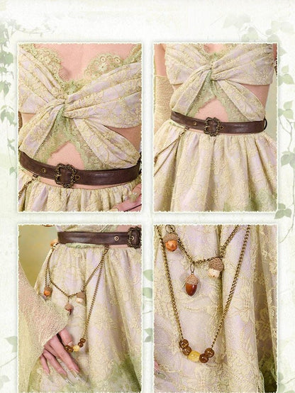 Virtual Orbit Forest Lace Butterfly Spaghetti Strap Women&