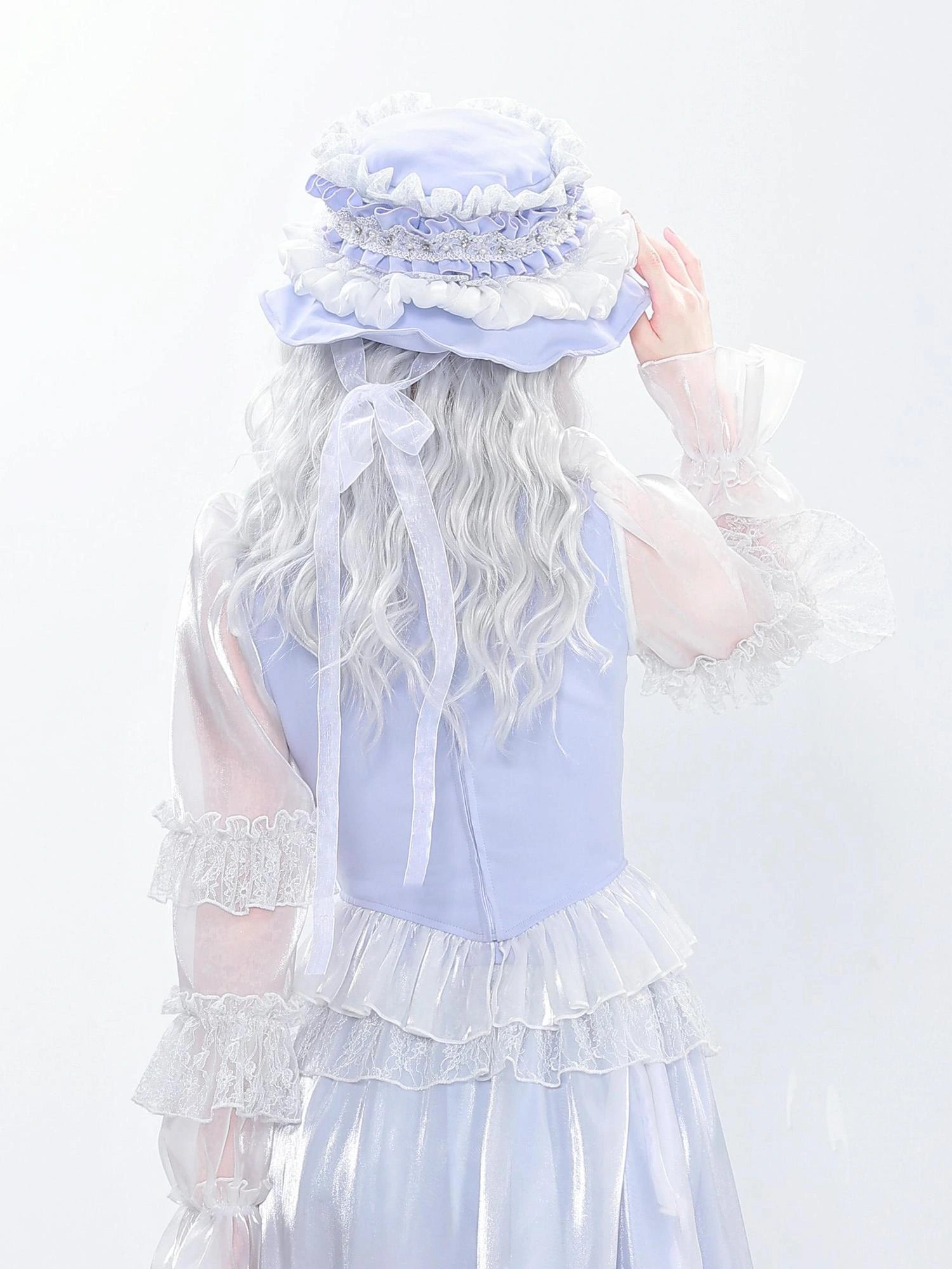 Virtual Orbit French Lace Embellished Elegant Floral Brim Sun Hat