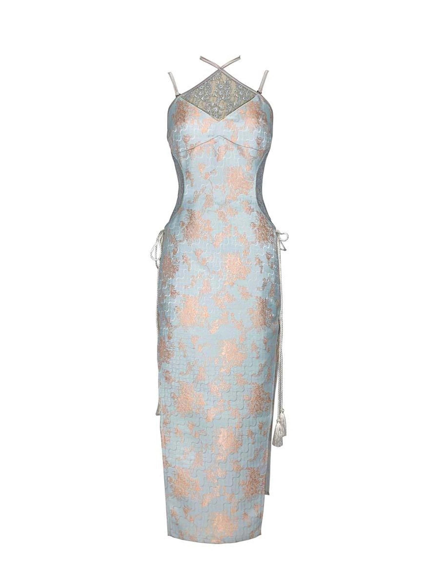 Virtual Orbit Hallucinatory Illusion Cheongsam V-neck T-shirt Long Sleeve