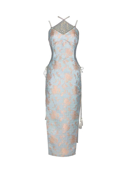 Virtual Orbit Hallucinatory Illusion Cheongsam V-neck T-shirt Long Sleeve