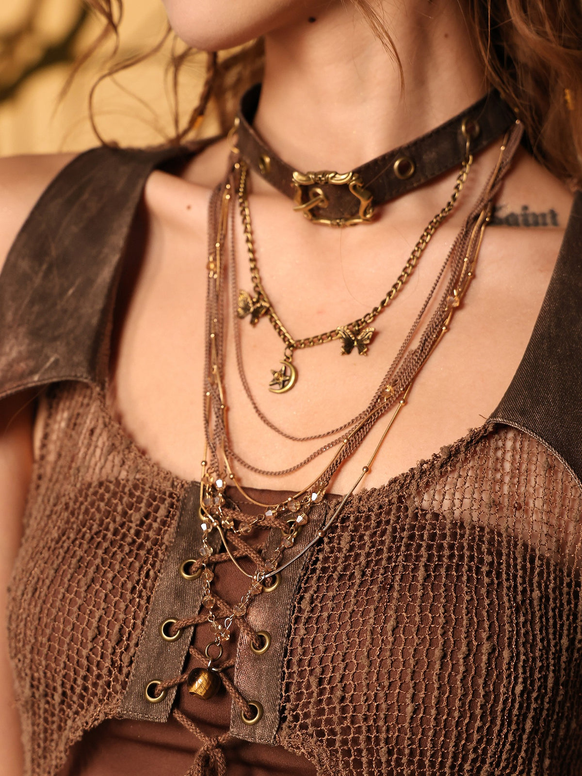 Virtual Orbit Layered Punk Wasteland Multi Layer Coffee Women&