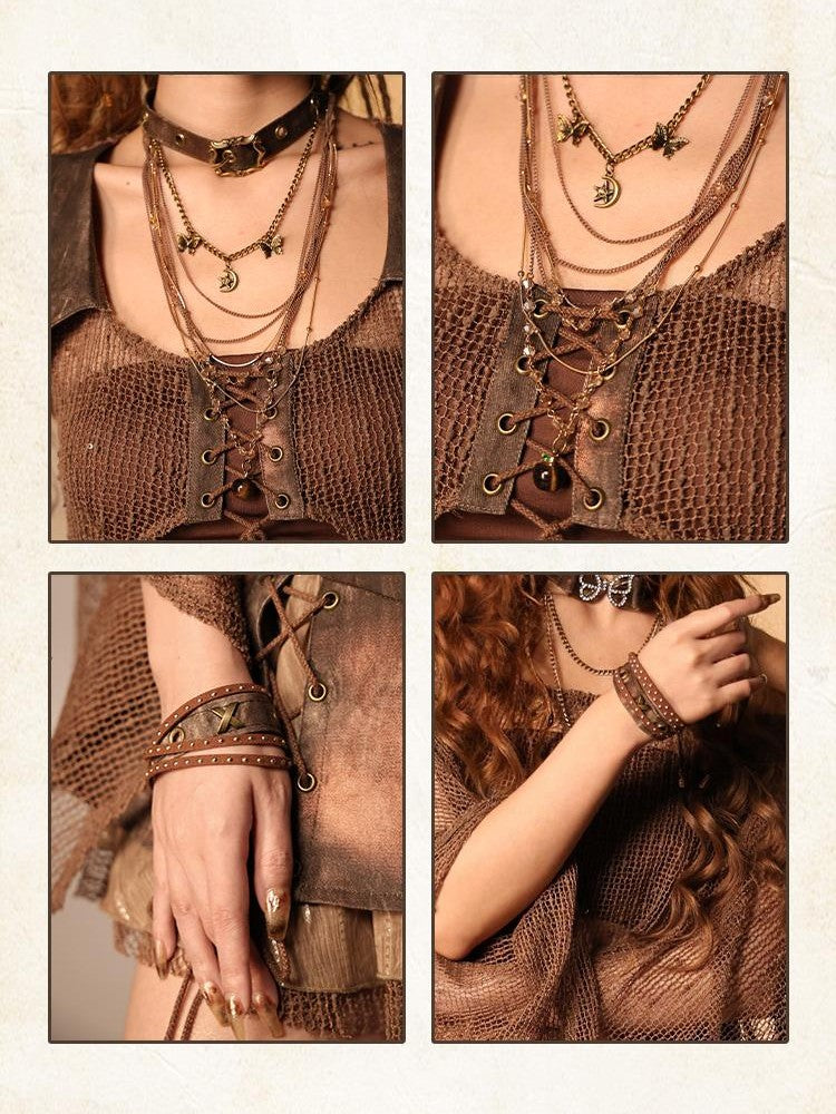 Virtual Orbit Layered Punk Wasteland Multi Layer Coffee Women&