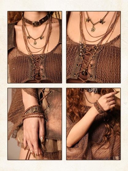 Virtual Orbit Layered Punk Wasteland Multi Layer Coffee Women&