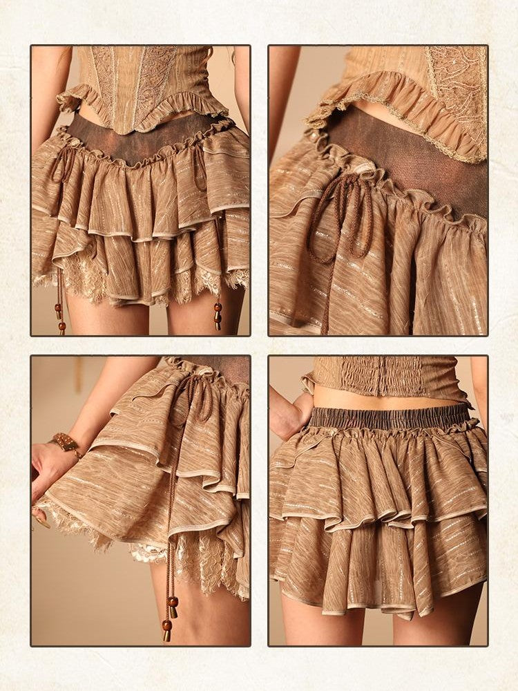 Virtual Orbit Low Waist Lace Chiffon Puff Women&