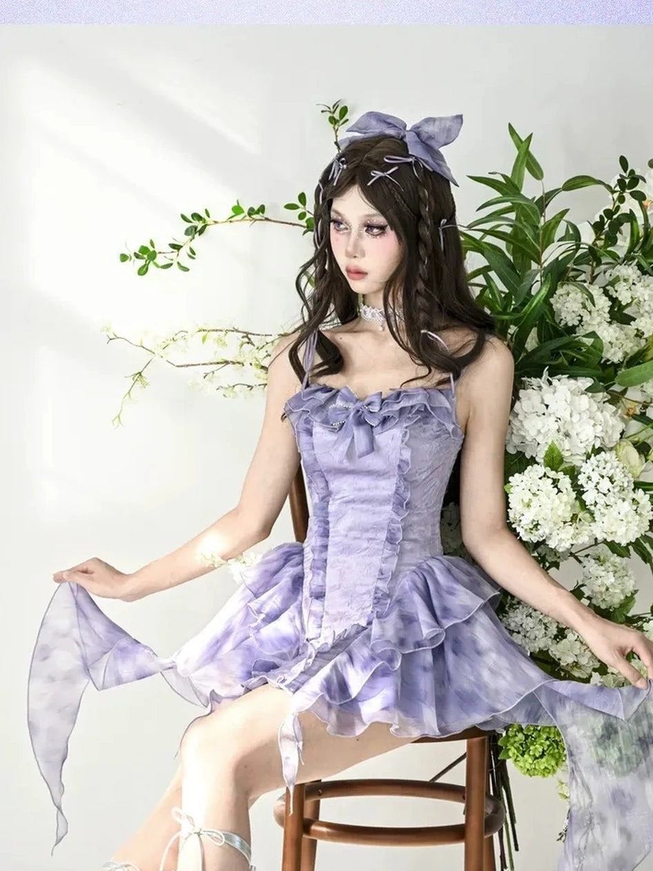 Virtual Orbit Purple Haze Dreamweaver Ruffled Tulle Dress