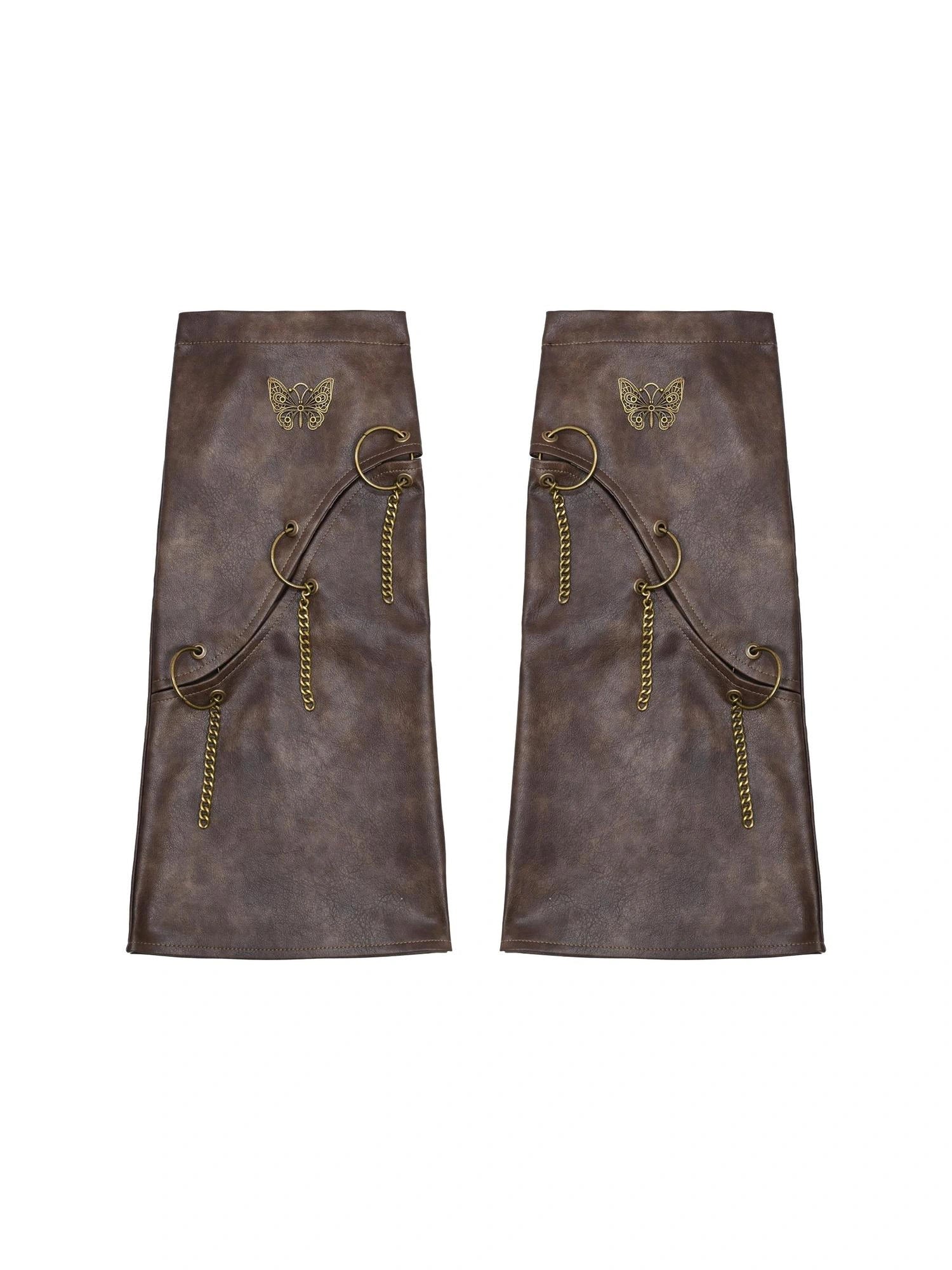 Virtual Orbit Retro Y2K Hollow Out Butterfly Chain Pu Leg Warmers