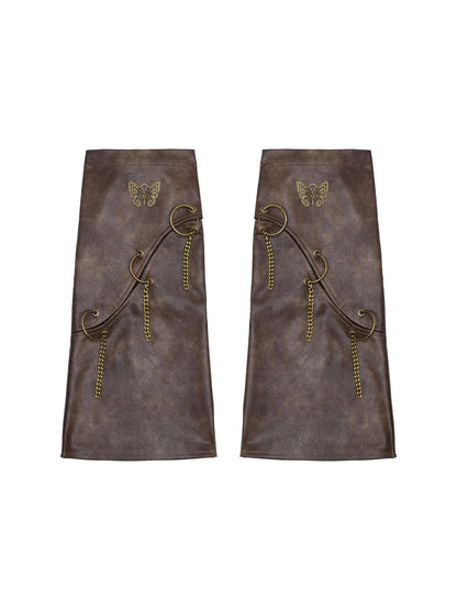 Virtual Orbit Retro Y2K Hollow Out Butterfly Chain Pu Leg Warmers