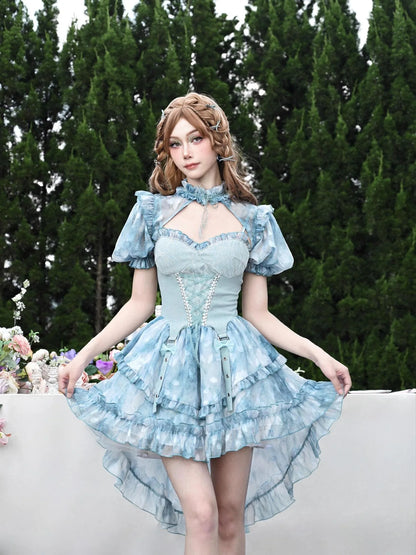 Virtual Orbit Rosy Dream Chiffon Slit Hem Dress