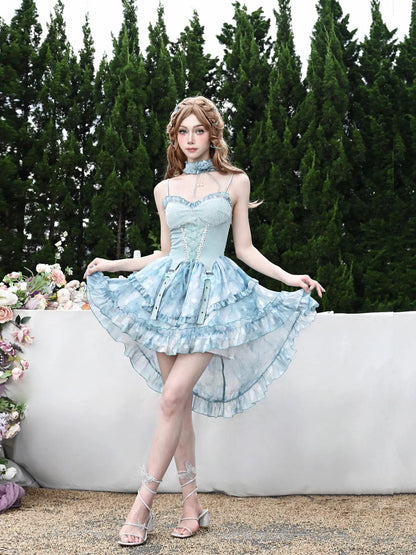 Virtual Orbit Rosy Dream Chiffon Slit Hem Dress