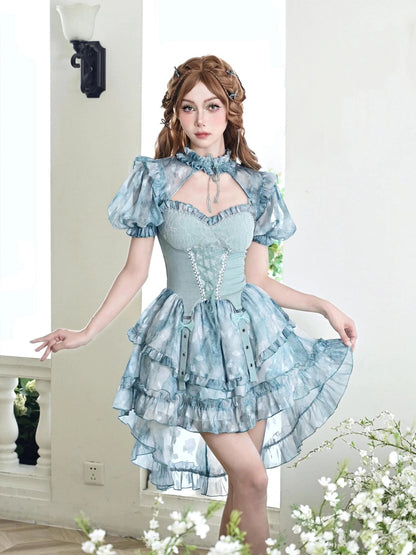 Virtual Orbit Rosy Dream Chiffon Slit Hem Dress