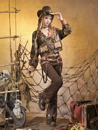 Virtual Orbit Steampunk Lace Distressed Low Waist Strappy Women&