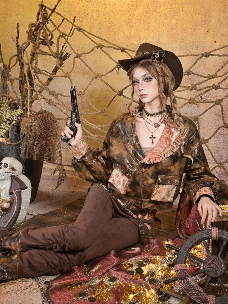 Virtual Orbit Steampunk Lace Distressed Low Waist Strappy Women&