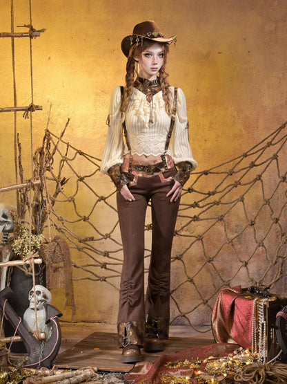 Virtual Orbit Steampunk Lace Distressed Low Waist Strappy Women&