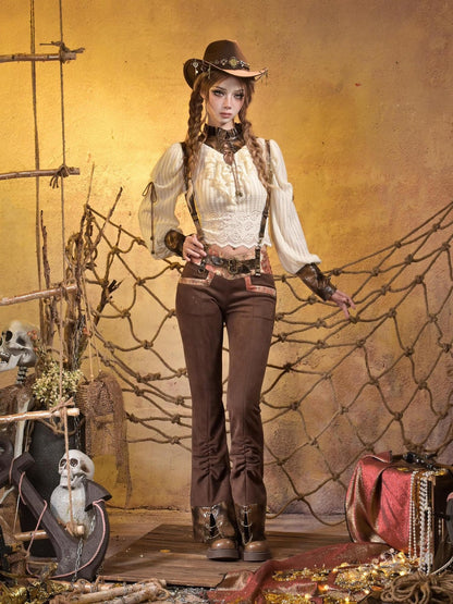 Virtual Orbit Steampunk Lace Distressed Low Waist Strappy Women&