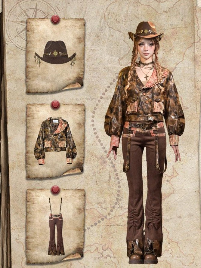 Virtual Orbit Steampunk Lace Distressed Low Waist Strappy Women&