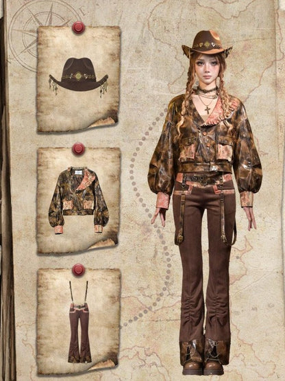 Virtual Orbit Steampunk Lace Distressed Low Waist Strappy Women&
