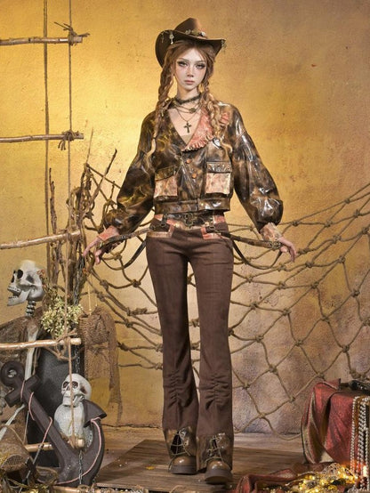 Virtual Orbit Steampunk Lace Distressed Low Waist Strappy Women&