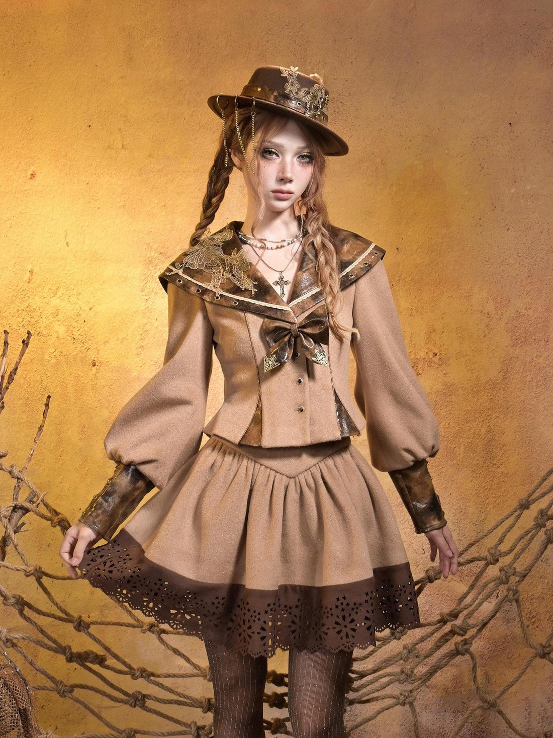 Virtual Orbit Steampunk Vintage Navy Collar Schoolgirl Women&