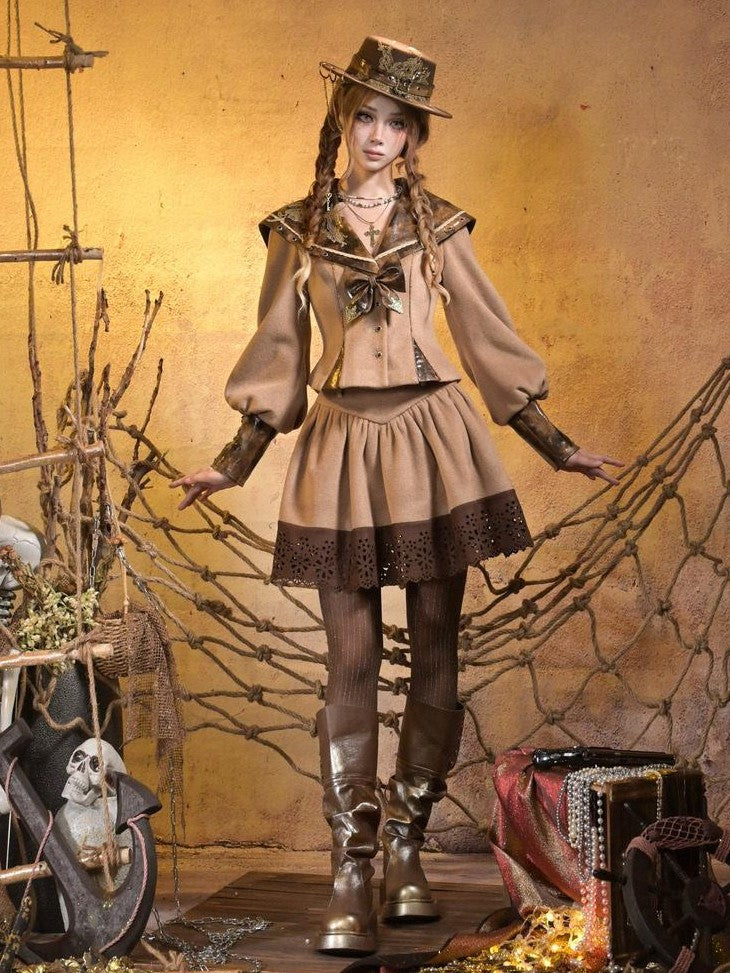 Virtual Orbit Steampunk Vintage Navy Collar Schoolgirl Women&