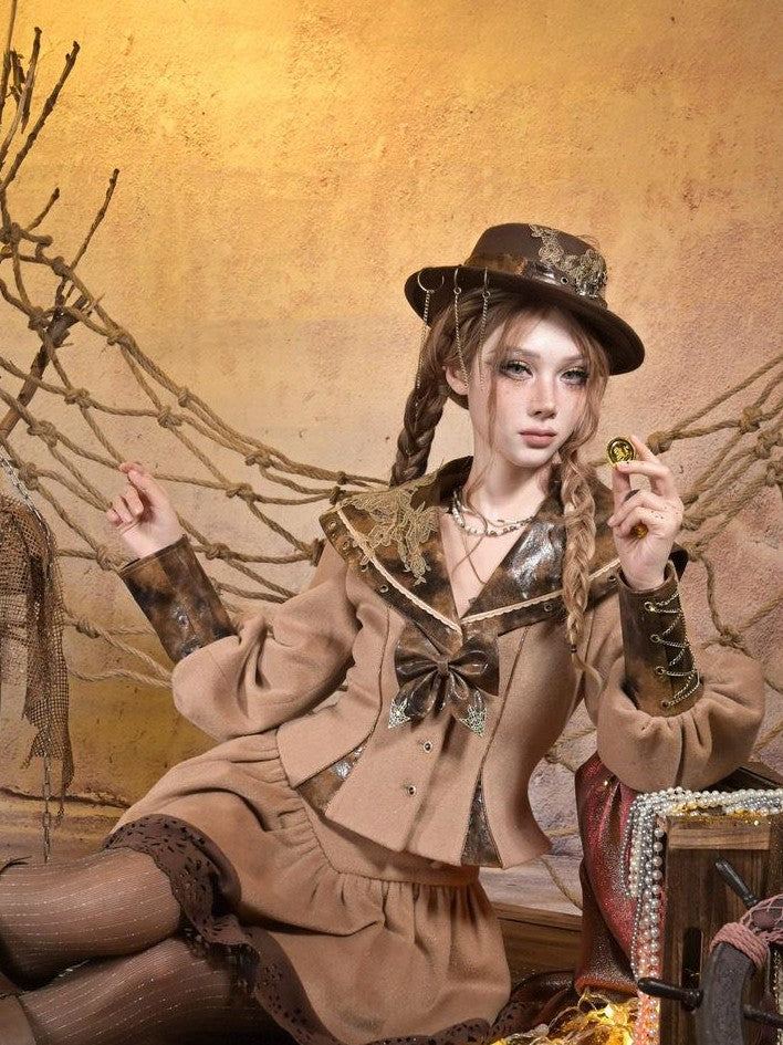 Virtual Orbit Steampunk Vintage Navy Collar Schoolgirl Women&