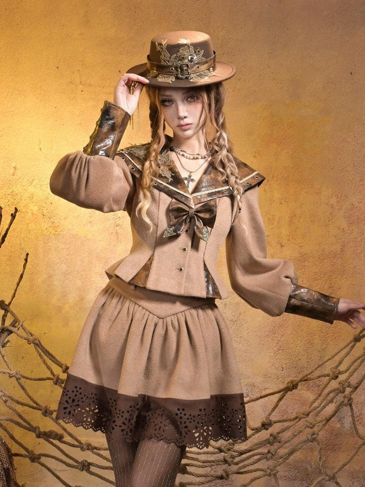 Virtual Orbit Steampunk Vintage Navy Collar Schoolgirl Women&