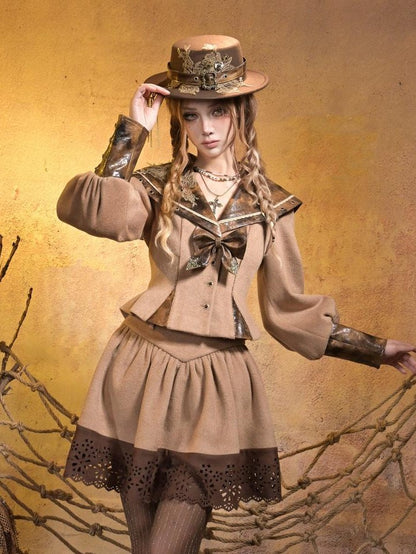 Virtual Orbit Steampunk Vintage Navy Collar Schoolgirl Women&