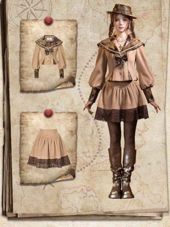 Virtual Orbit Steampunk Vintage Navy Collar Schoolgirl Women&