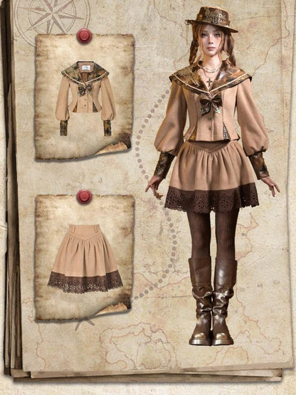 Virtual Orbit Steampunk Vintage Navy Collar Schoolgirl Women&