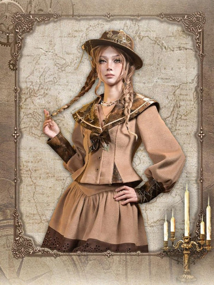 Virtual Orbit Steampunk Vintage Navy Collar Schoolgirl Women&