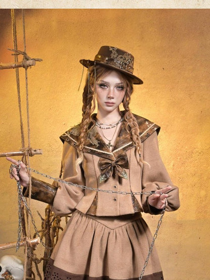 Virtual Orbit Steampunk Vintage Navy Collar Schoolgirl Women&