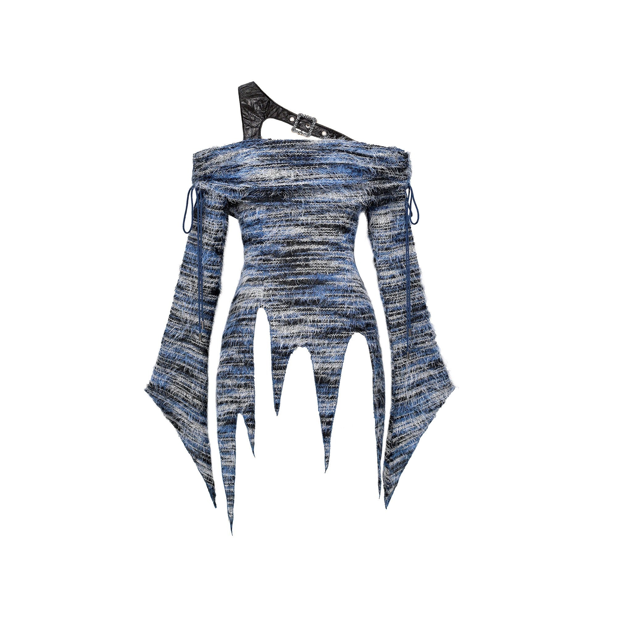 Virtual_Orbit_Striped_Punk_One_Shoulder_Fitted_Bell_Sleeve_Knit_Women&