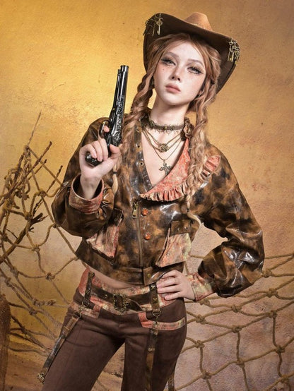 Virtual Orbit Sunken Steampunk Lace Padded Sleeveless Zip Women&
