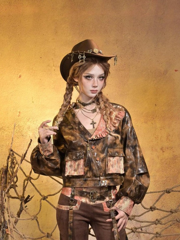 Virtual Orbit Sunken Steampunk Lace Padded Sleeveless Zip Women&
