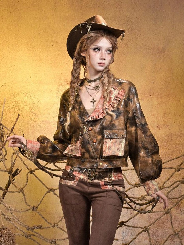Virtual Orbit Sunken Steampunk Lace Padded Sleeveless Zip Women&
