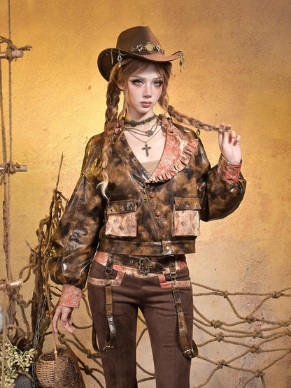 Virtual Orbit Sunken Steampunk Lace Padded Sleeveless Zip Women&