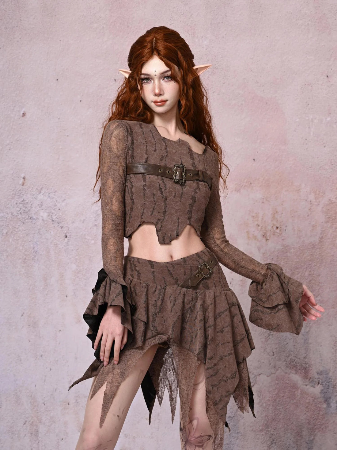 Virtual Orbit Urban Wanderer Distressed Cropped Top