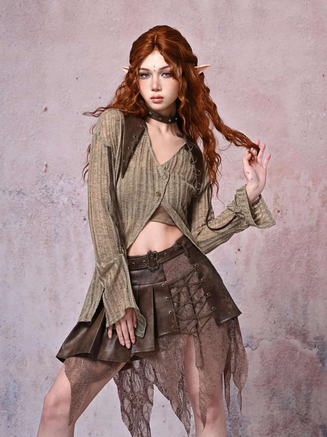 Virtual Orbit Urban Wandering Distressed Knit Cardigan
