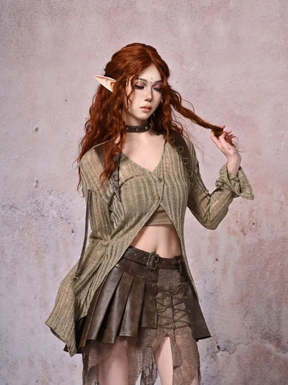 Virtual Orbit Urban Wandering Distressed Knit Cardigan