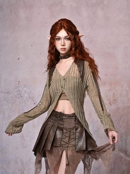 Virtual Orbit Urban Wandering Distressed Knit Cardigan